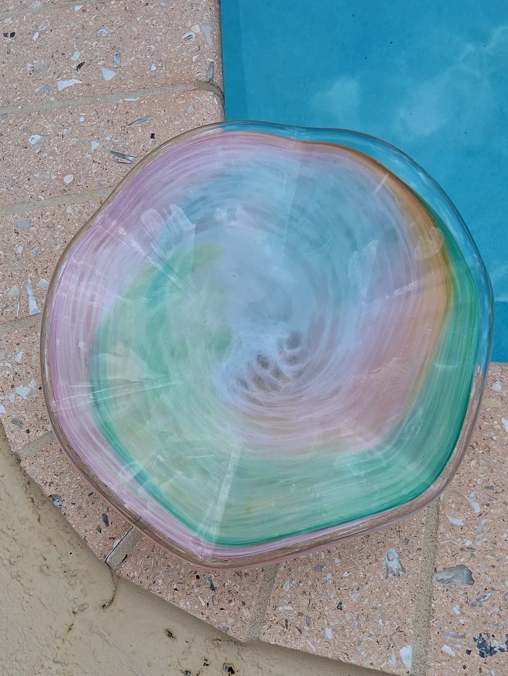 Murano Mid-20th Century Multicolor Italy Blown Glass Centerpiece Bowl.